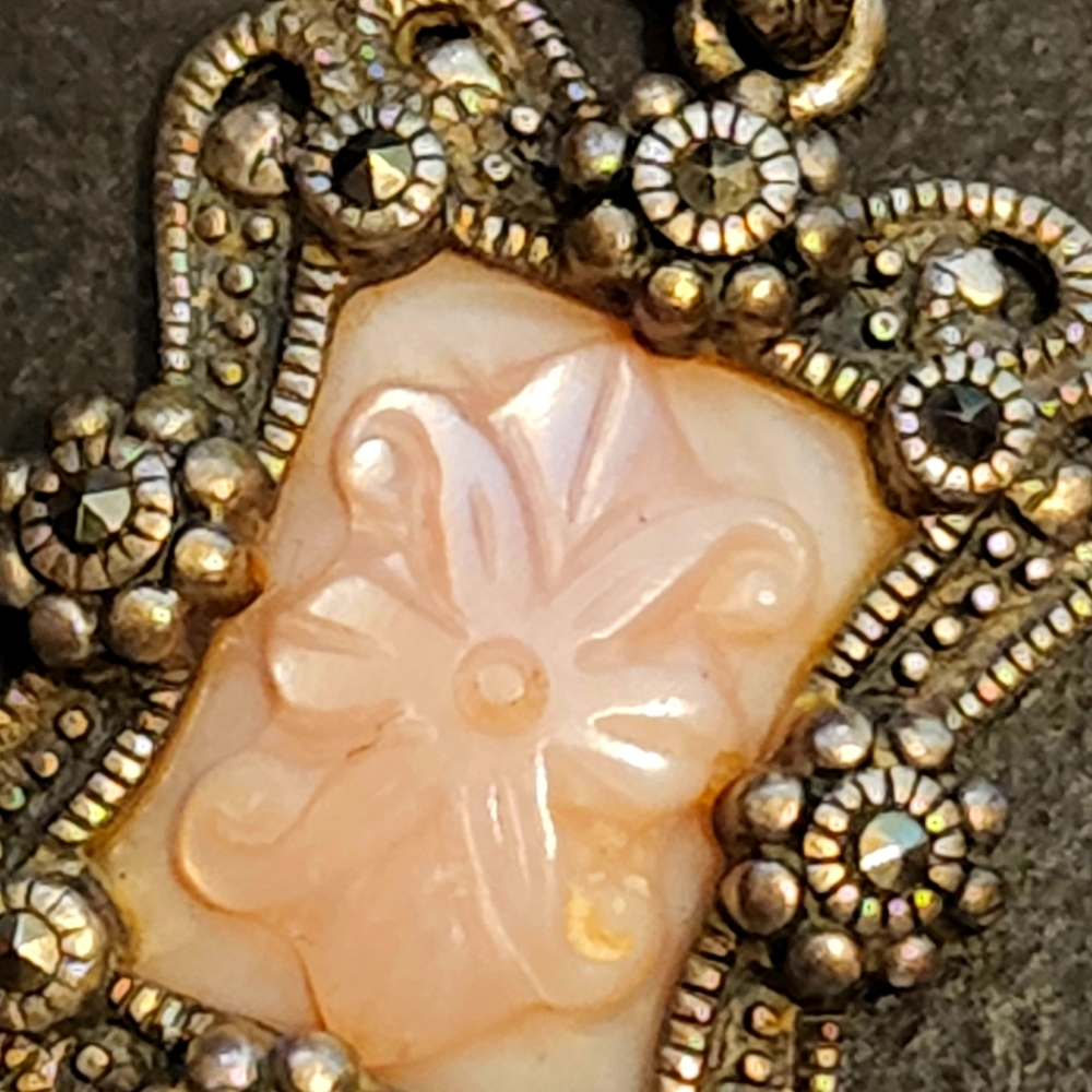 Sterling and Mother of Pearl Pendant and Necklace